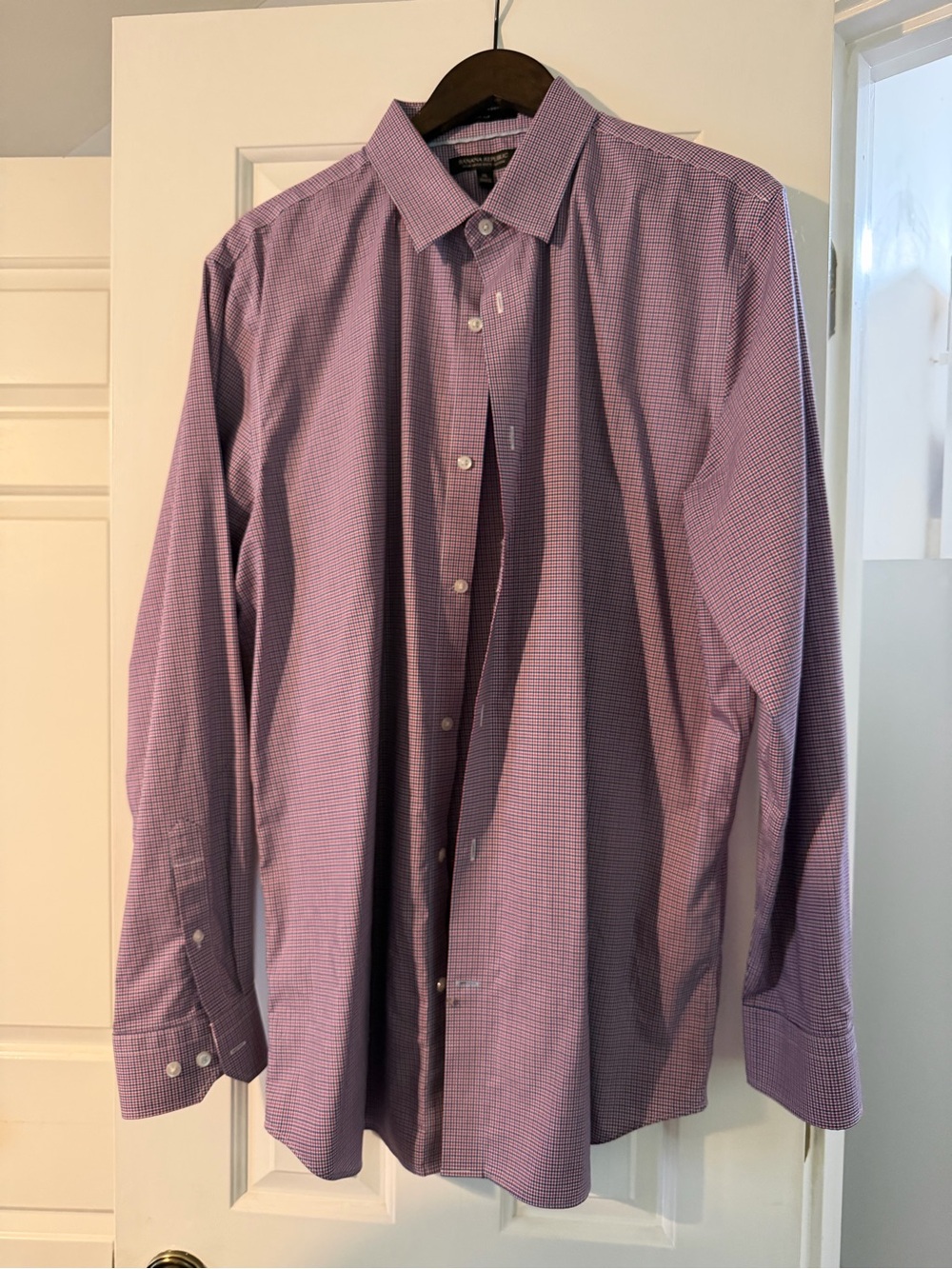 Banana Republic Red and Blue Micro-Check Dress Shirt